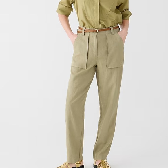 NWOT j crew timbered khaki Seaside cargo pant in linen-TENCEL™ lyocell blend - Picture 1 of 5